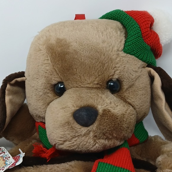 Rennoc Santas Best 3D Brown Dog Christmas Stocking 20" With Pockets - Picture 5 of 14